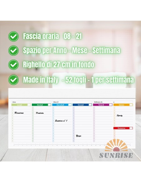 Planner Settimanale 2025 Piccolo Mini Planner Settimanale 30x15 cm