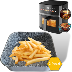 2 Teglie 20x20 per Friggitrice ad Aria 20 cm (Interno) Tegame 20x20 Antiaderente - 2 Pz
