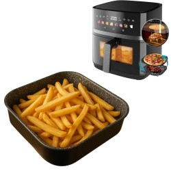 Teglia Quadrata 20x20 per Friggitrice ad Aria 20 cm (Interno) Antiaderente