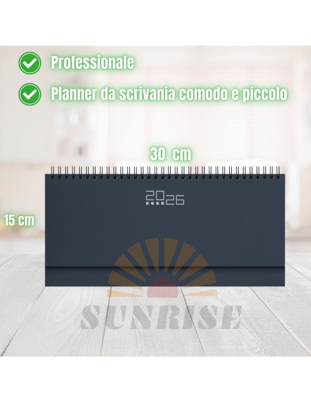 Planner Settimanale 2026 Da Scrivania Planner Spiralato 30x15 cm