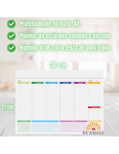 Planner Settimanale A4 Planner Da Scrivania 52...