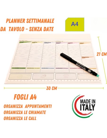 copy of Planner Settimanale 2025 Da Scrivania Weekly Planner 30x15 - Blu