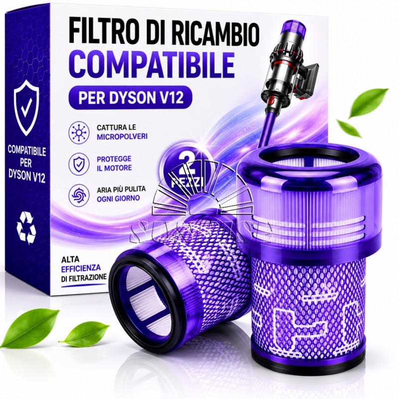 Filtro ricambio per Dyson V12 compatibile modelli Dyson V 12 - (2 Pz)