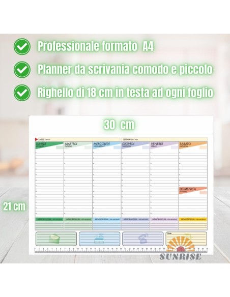 Planner Settimanale A4 Planner Da Scrivania con Fogli senza Data