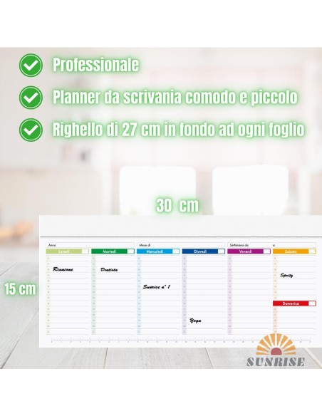Planner Settimanale 2026 Piccolo Mini Planner Settimanale 30x15 cm