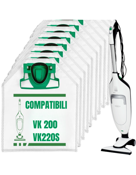 12 Sacchi Folletto VK 200 Sacchetti aspirapolvere Vorwerk VK200 - 12 Pz